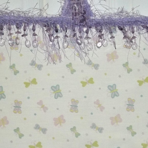 handmade nursery girls wall hanging purple fringe butterflies 12" X 16" - Picture 2 of 2